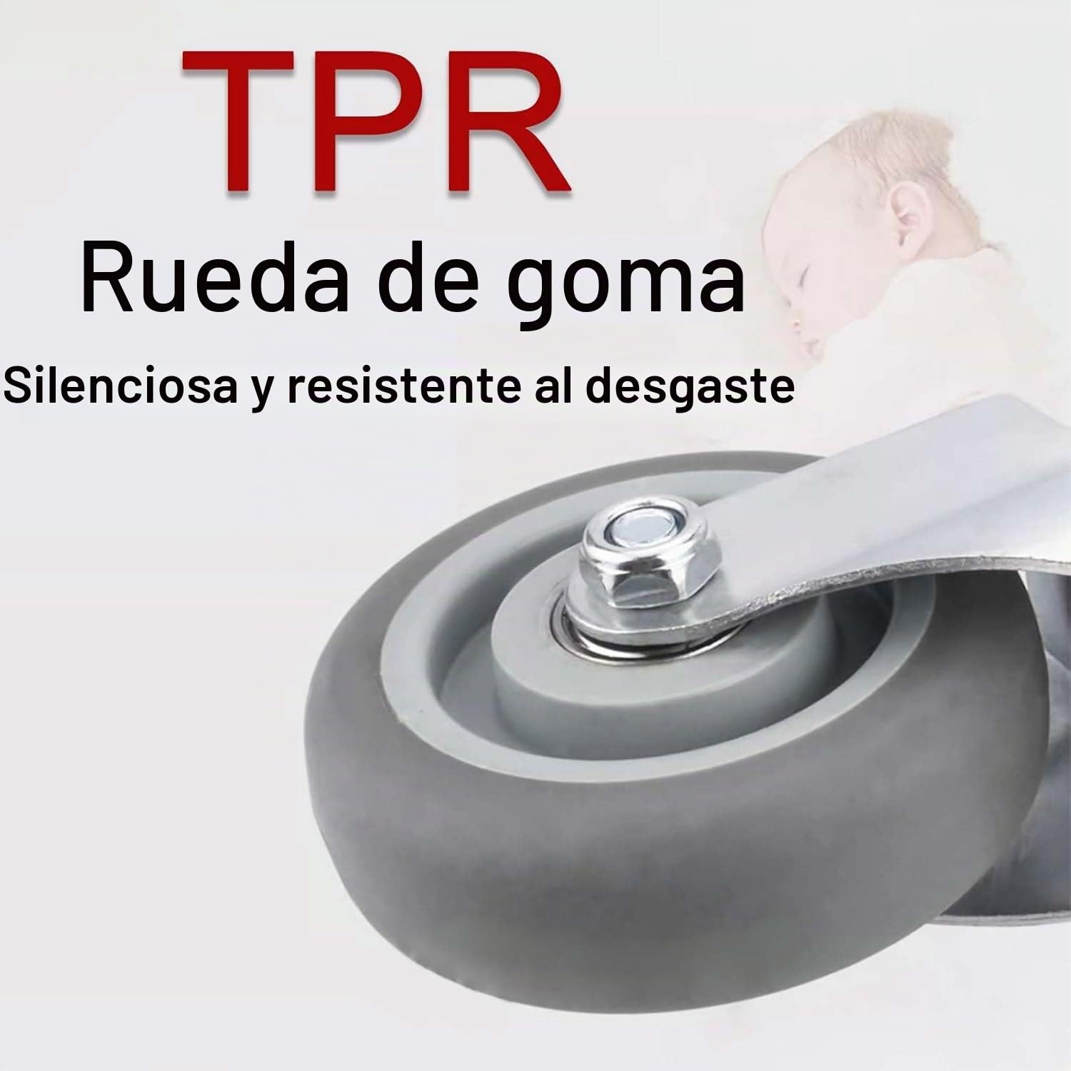 Juego de 4 ruedas giratorias con vástago M14/M16/M20 de 3", 4" y 5" con freno, silenciosas y roscadas, para carros de muebles y uso intensivo (125 mm, M14 x 30 mm)