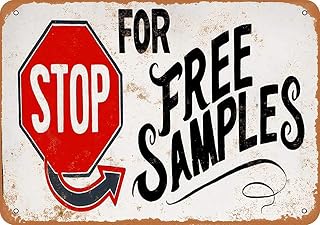 Stop for Free Samples Vintage Look Metal Sign Wall Decor Signs 8x12 Inch