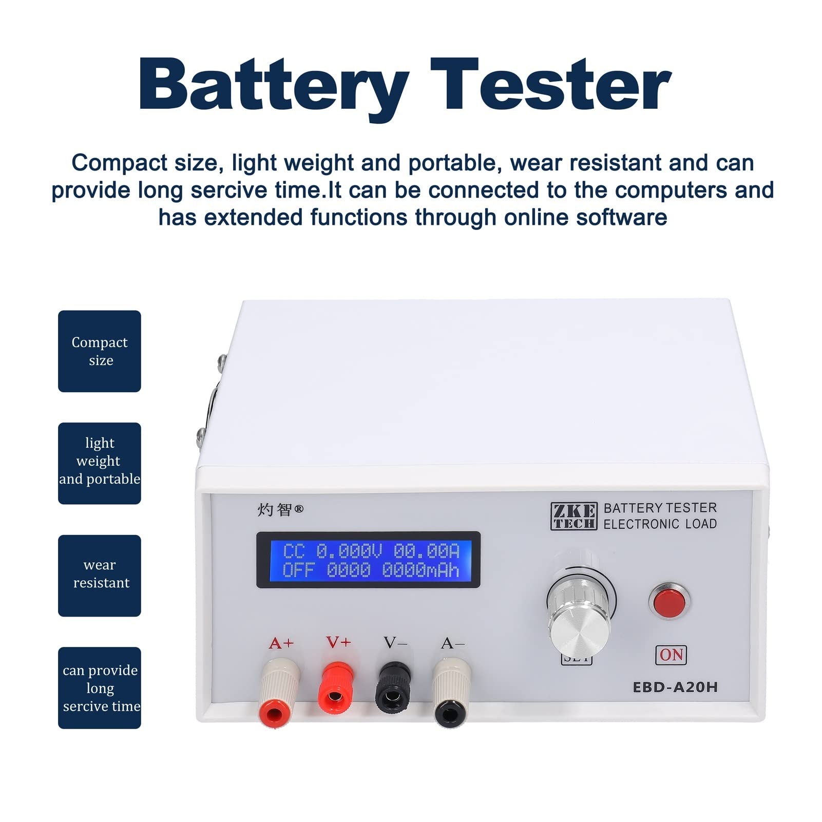 Testeur Batterie, EBD-A20H Testeur de batterie 3 0V 20A 200W Support de déchargeur électronique de charge électronique multifonction Pc Contrôle logiciel en ligne