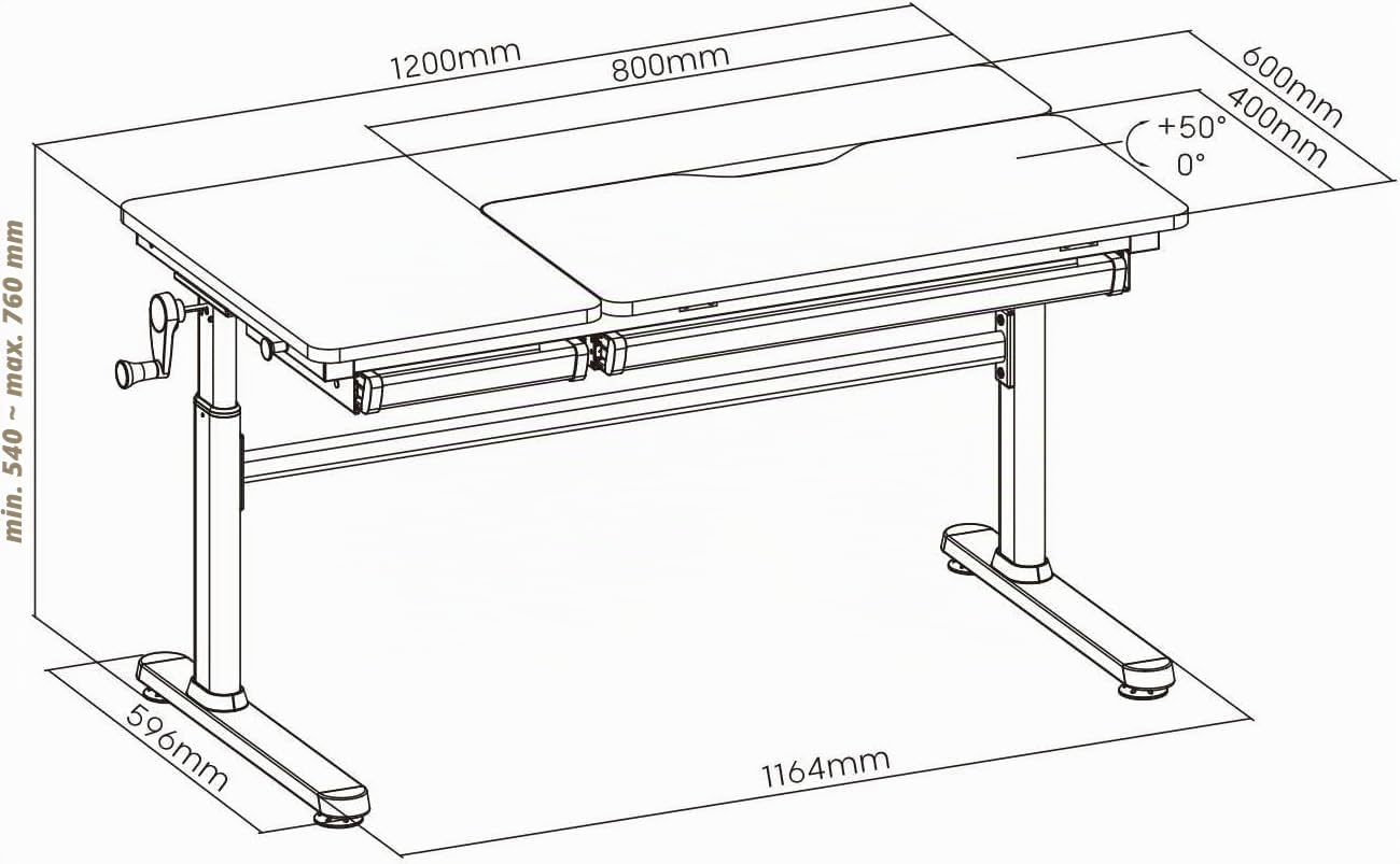 HOKO Kinderschreibtisch höhenverstellbar, Schreibtisch Kinder 120x60 cm | Kinderschreibtische mit 80x40 cm neigbare Tischplatte & Schubladen, Jugendschreibtisch für Kinder ab 6 Jahren, Weiß, ELIN