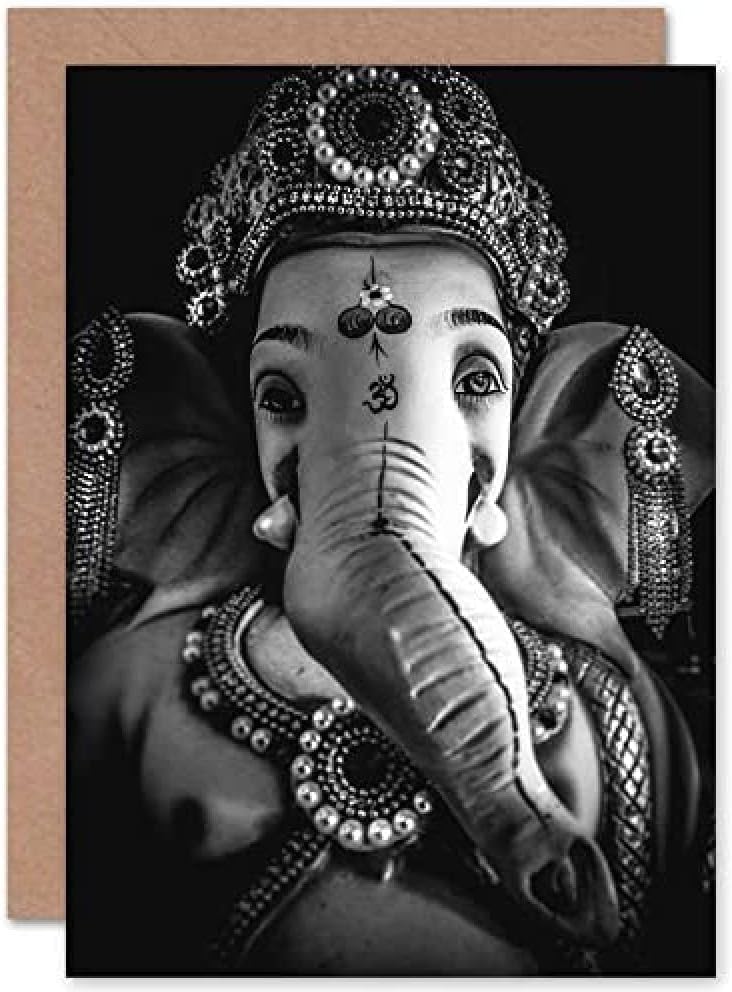 Fine Art Prints Black And White Ganesh Hindu Greeting Card With Envelope Inside Premium Quality
