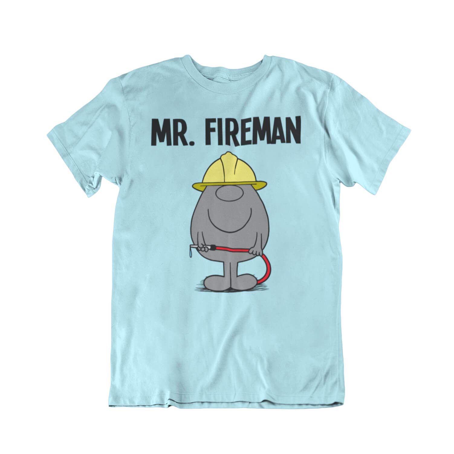 Mr Fireman, Mens Firefighter Occupation T-Shirt, Made from Organic Cotton Sky Blue