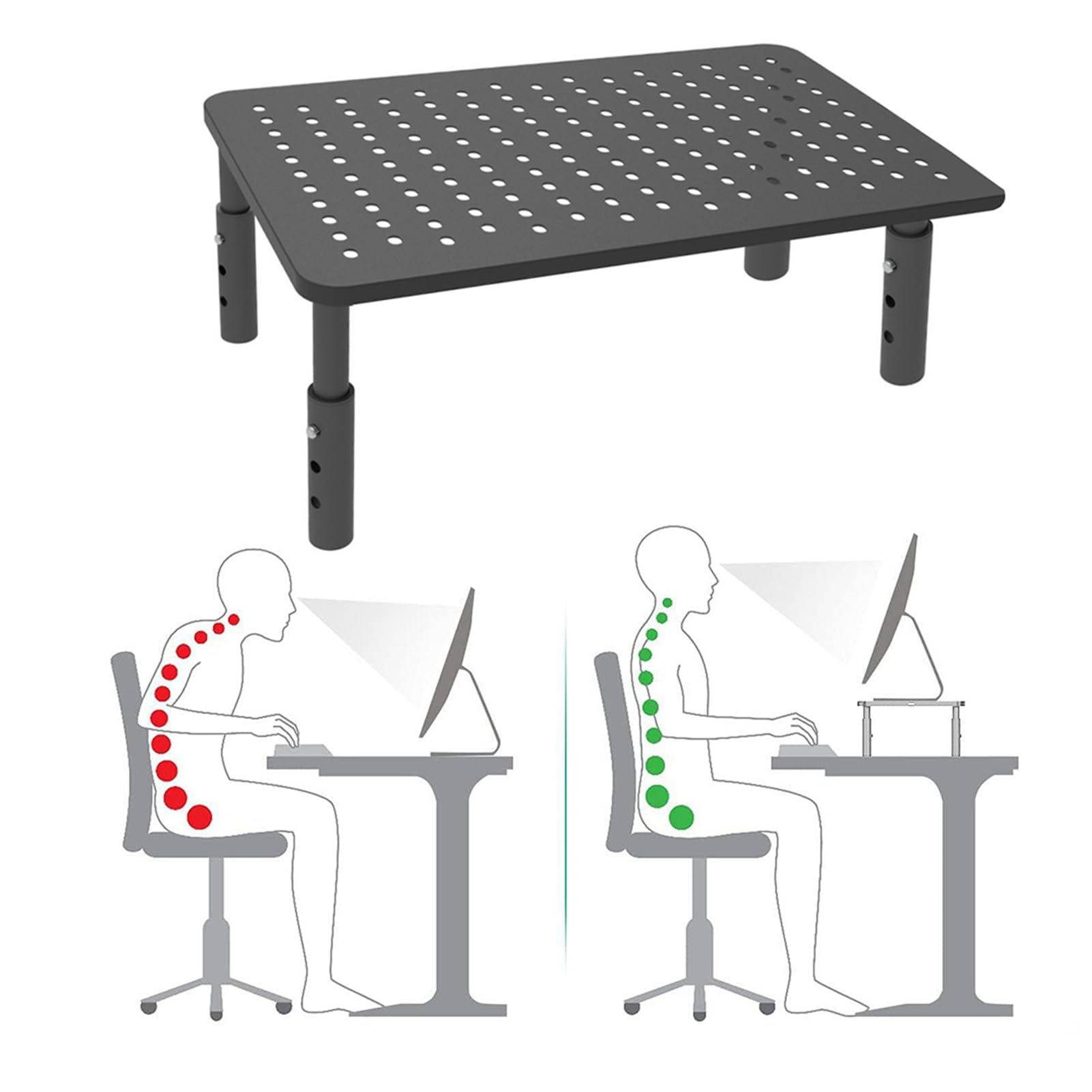 Supporto da scrivania per computer, regolabile, aperto, con cuscinetto antiscivolo, supporto per monitor da scrivania per computer portatili e desktop