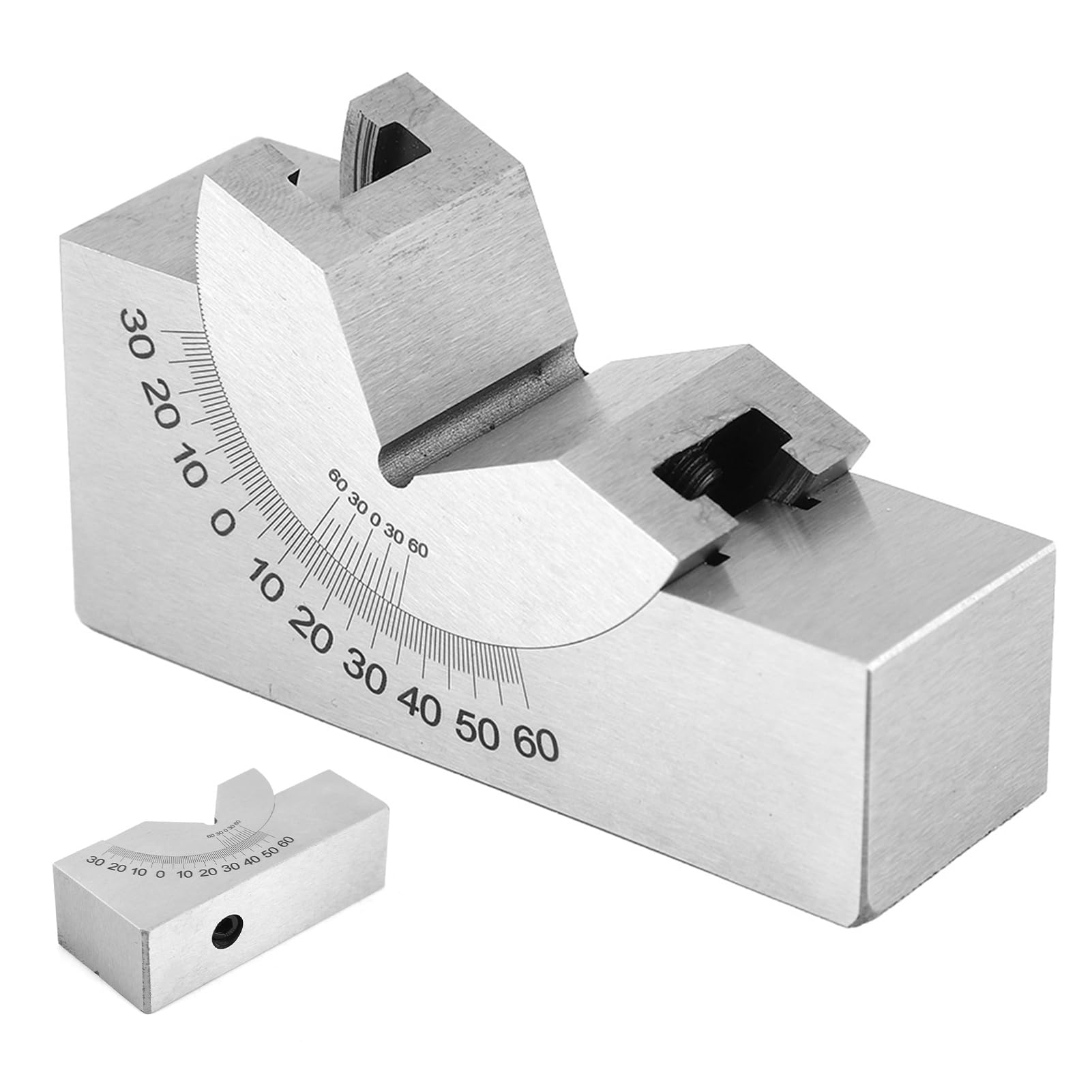 Zerodis V-Block mit Einstellbarem Winkel, Werkzeugstahl-Präzisions-Winkelfräsvorrichtung 75 X 25 X 36 Mm, 0 Bis 90 Grad Stufenlose Neigung, 0,01 Mm Geschliffene Flächen, für Benutzer von