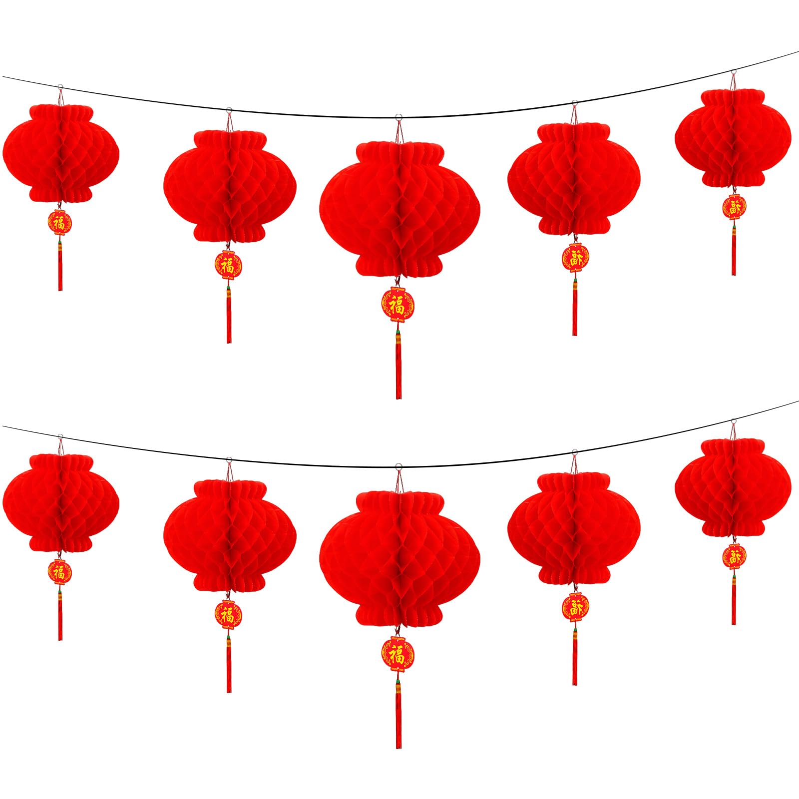 10 Pcs Chinese Lanterns, Paper Lanterns, Red Lantern Hanging Decorations, Paper Lanterns for Spring Festival Party Wedding Decoration (25cm/9.84inch)