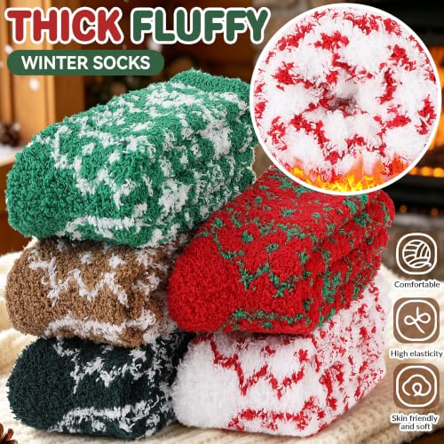Image of Fuzzy Slipper Socks Thick Fluffy Warm Winter Cozy Plush Soft Sleep Home Socks for Women Men