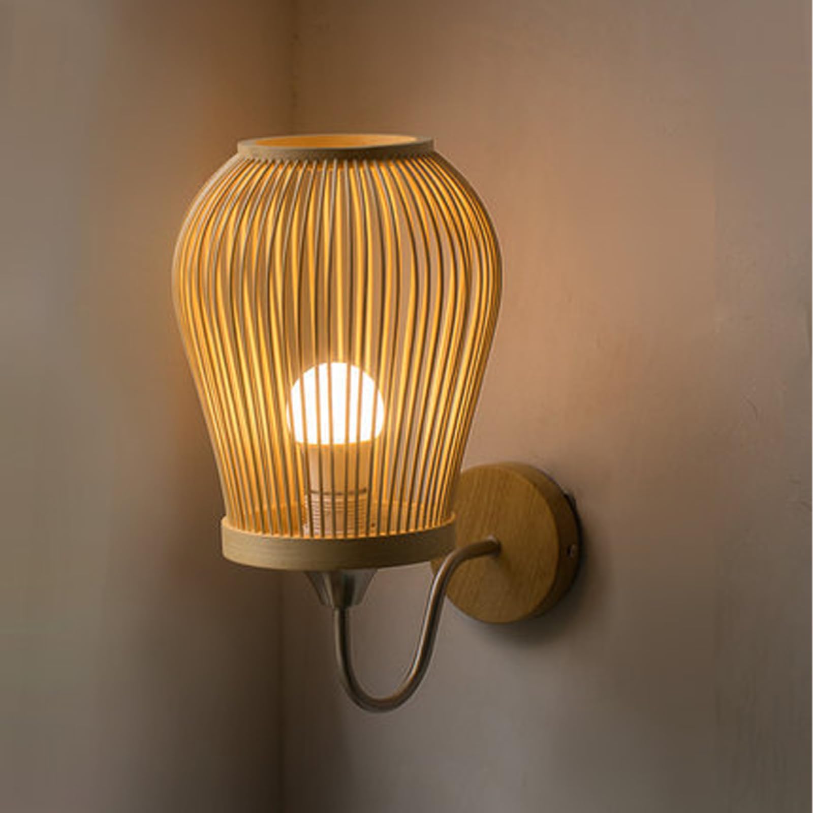 Wandleuchte E27 Nachttischleuchte Retro-Weblampenschirm Minimalistisches Design Aluminium-Wandleuchte (Leuchtmittel Nicht enthalten) für Landhaus-Schlafzimmer Wohnzimmer (B)