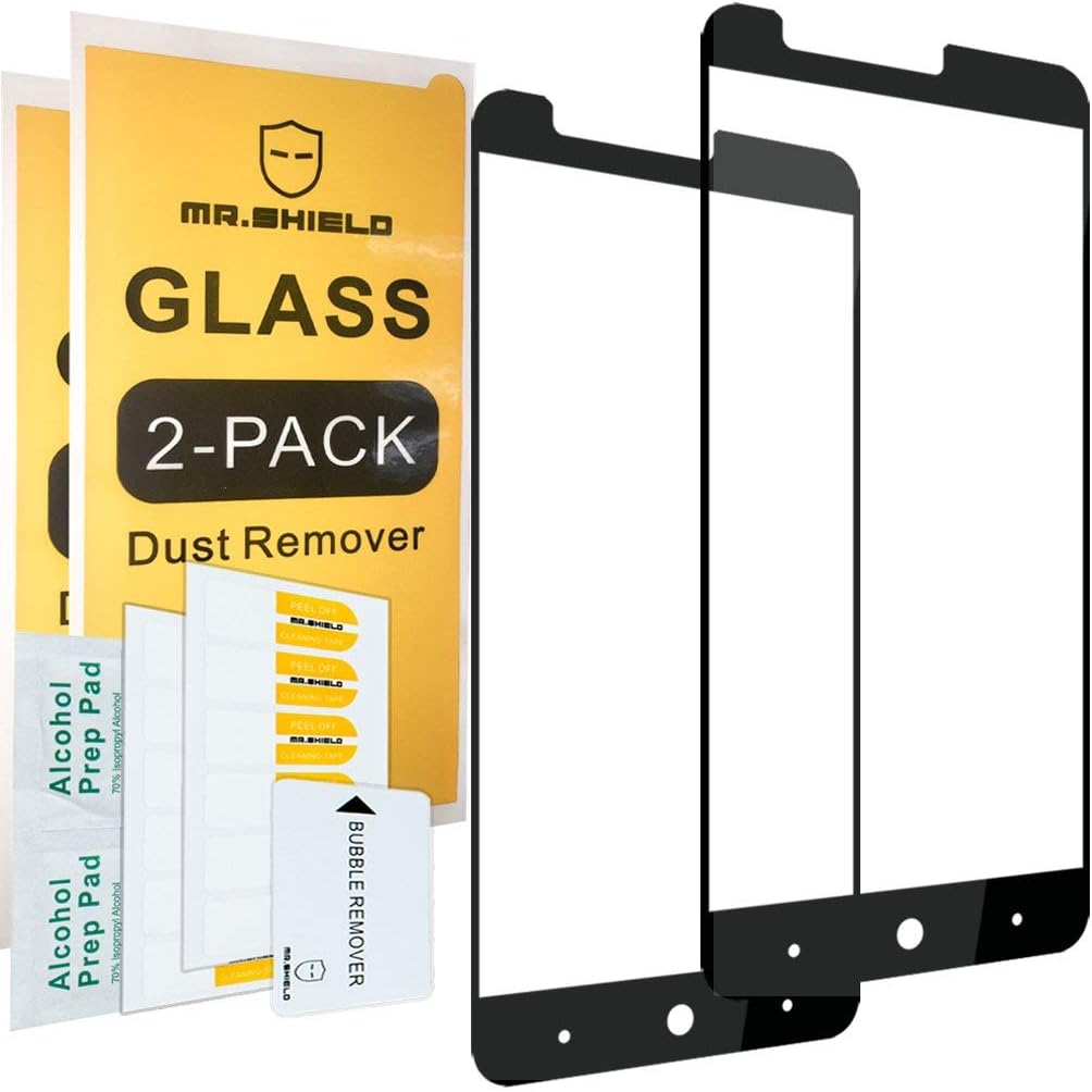 Mr.Shield [2-Pack] Designed For ZTE Blade X Max [Tempered Glass] [Full Cover] [Black] Screen Protector with Lifetime Replacement