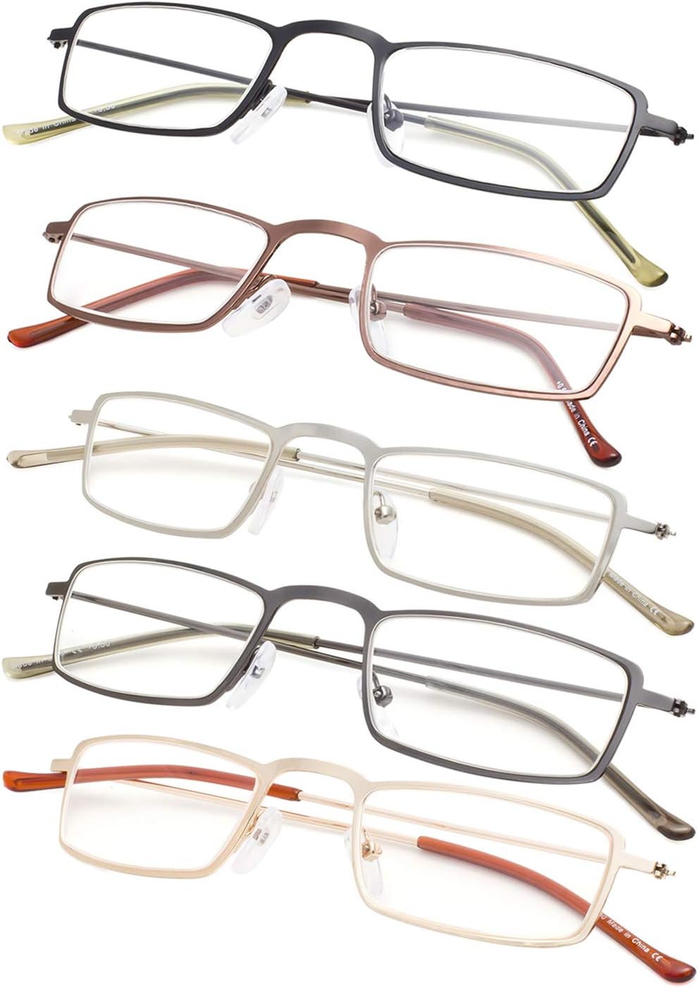 Gr8Sight 5-Pack Lightweight Readers Men Women Reading Glasses