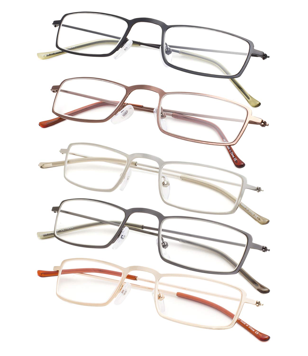 Gr8Sight 5-Pack Lightweight Readers Men Women Reading Glasses