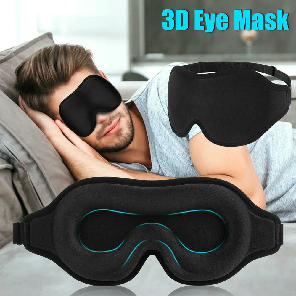 DYRBF - Mascherina per dormire in seta 3D da viaggio, morbida, spessa, per dormire, leggera sensazione di pressione, per riposare, rilassarsi, regolabile