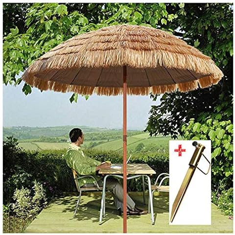 YYQ SHOP Hawaii Sombrilla de Jardín Anti Viento Inclinación Parasol de Paja Redonda Cover