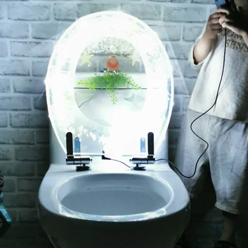 Transparent Dolphin Design Toilet Seat with LED Light, Soft Close, Resin, Oval Shape, Bottom Fix, Quick Release, Easy Install