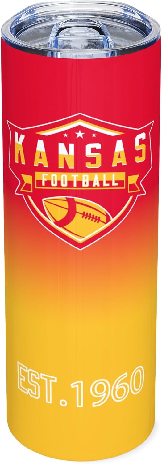 Kansas EST 1960 Tumblers 20oz Straight Skinny Car Cups Sports Travel Coffee Mug,Stainless Steel,Insulated,Classic Collection Gifts for Men Women Fans.