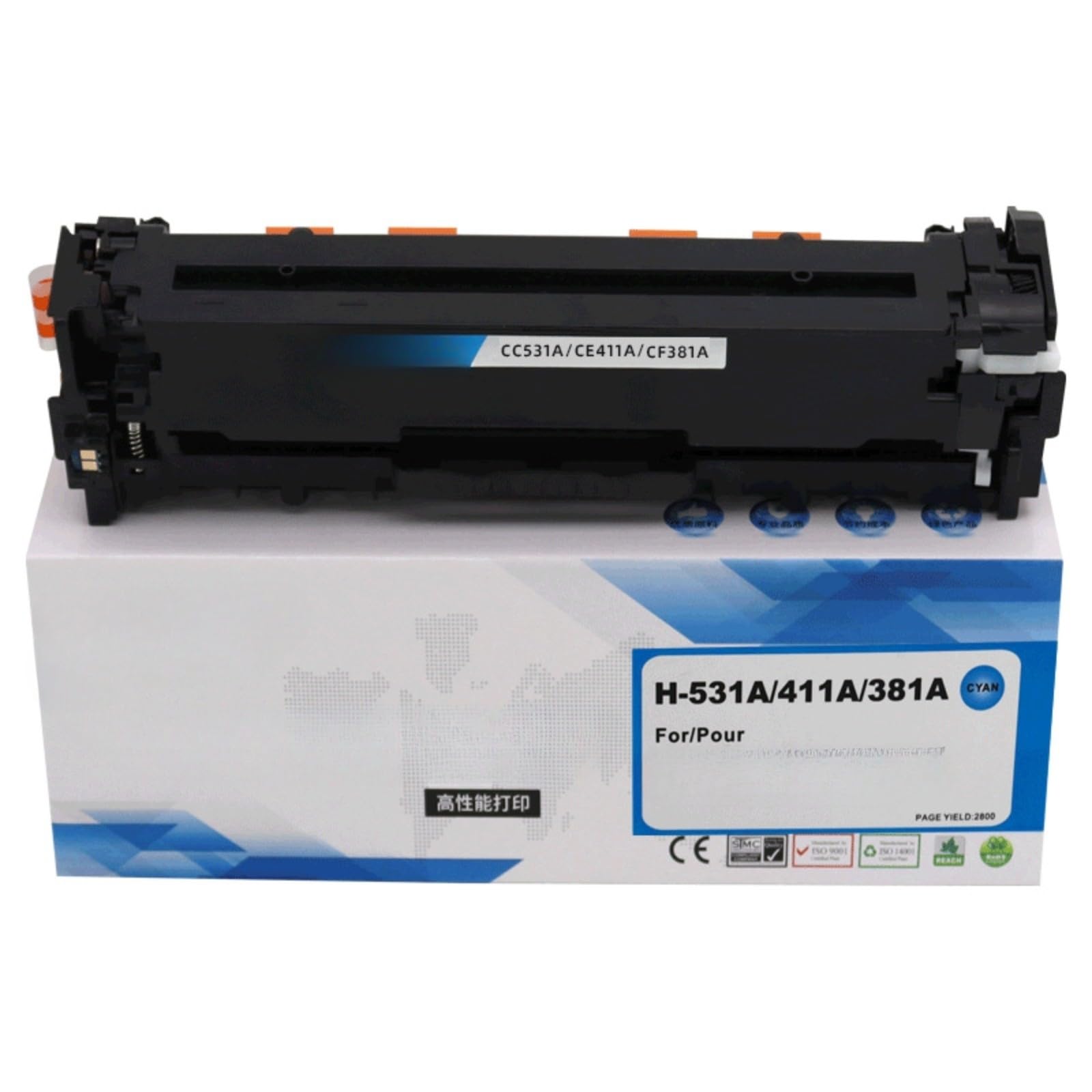 1 pcs CC530A Cartouche de Toner CP2025 M475DN m476dw cm2320 Imprimante Cartouche(CC531A/CE411A Blue)
