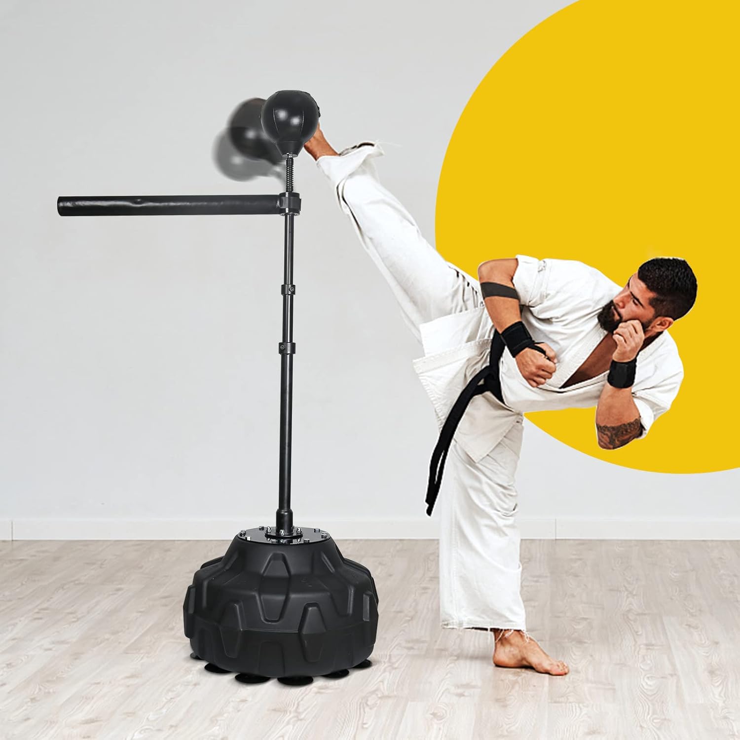 Solid Refle Bag Boxing Speed Trainer Punching Bag Spinning Bar, Training Boxing Ball with Reflex Bar Free Standing, 45-80in Adjustable Height - Image 8