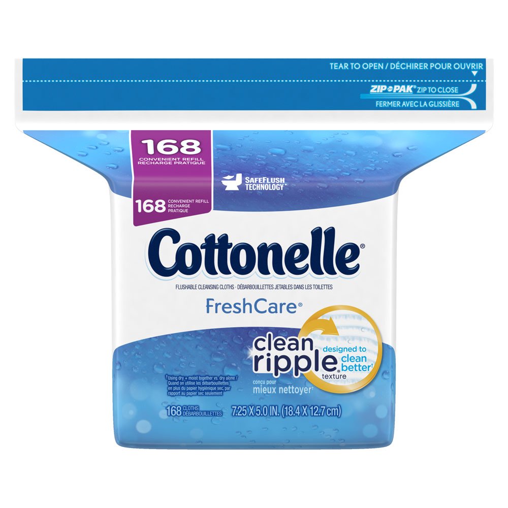 Cottonelle Fresh Flushable Wipes, Refills, Case of 4/168s