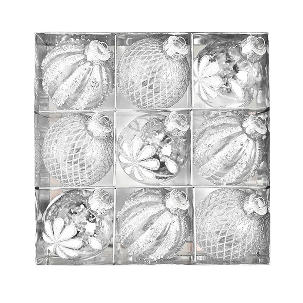 Christmas Balls, 9Pcs 8cm Christmas Balls Gift tree decoration pendant for Xmas Tree Holiday Garland Decor Ornaments ﻿ (white)