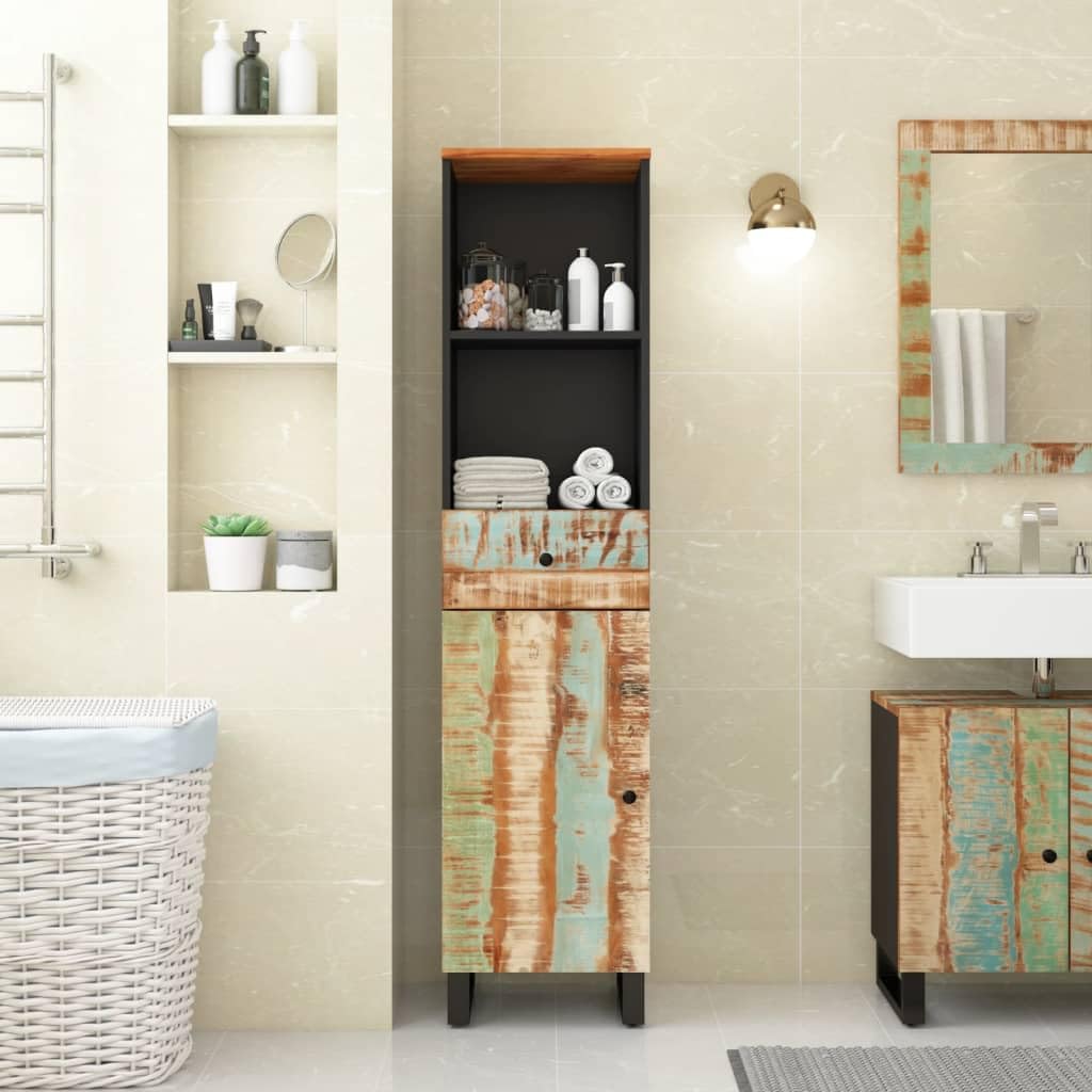 Gabinete de baño 38x33x160 cm TALCUS en madera maciza recuperada