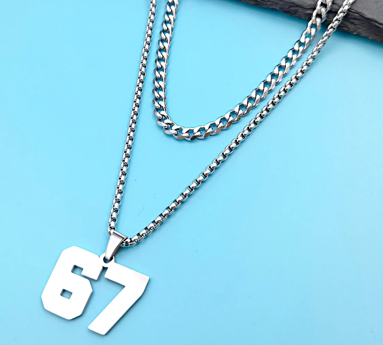 Personalized Jersey Number Layered Necklaces for Men Stainless Steel Athletes Sports Number Chain for Men Baseball Basketball Football Gifts - Image 3
