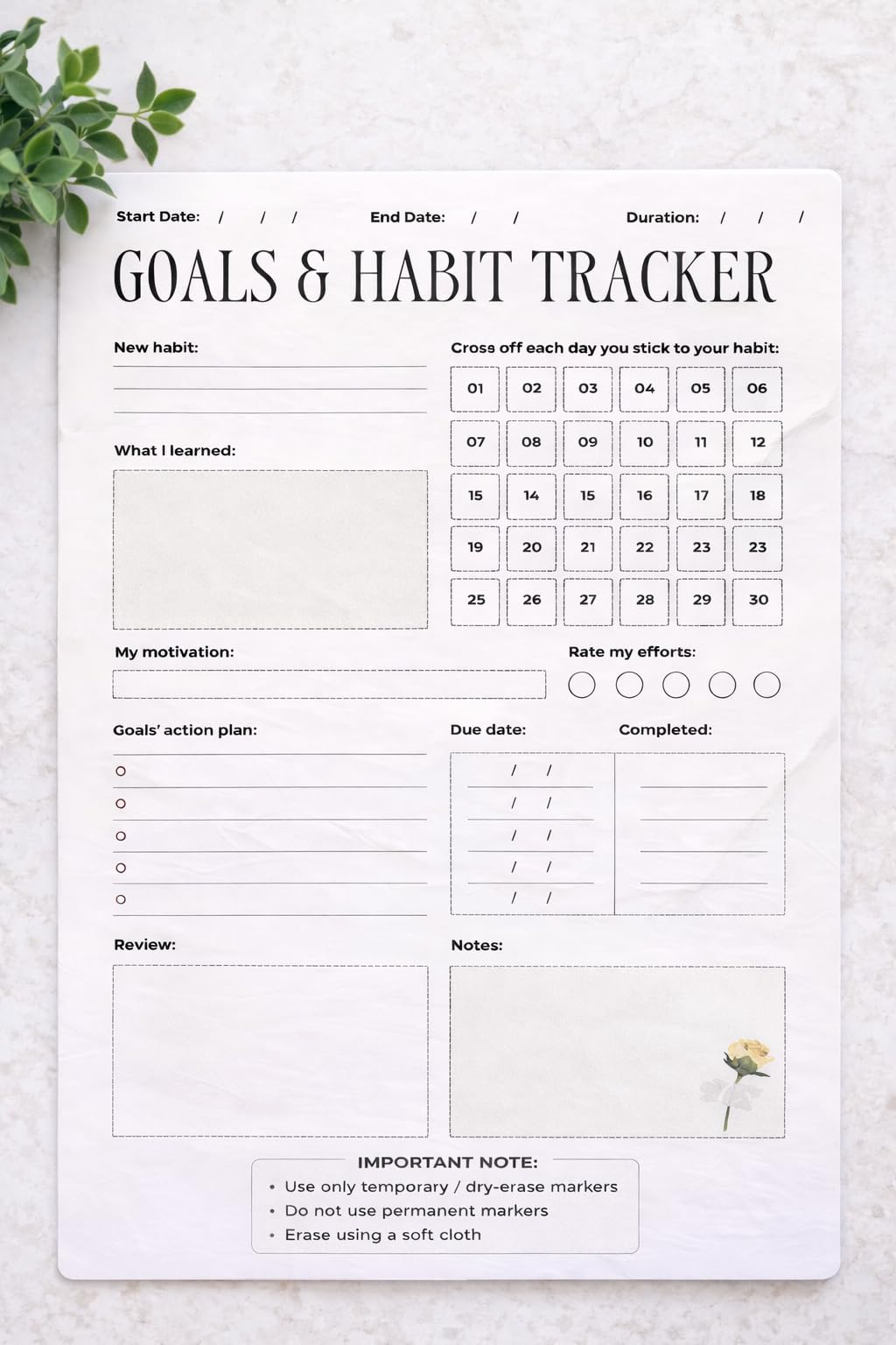 XILL Goals & Habit Tracker – Daily & Monthly Habit Tracker Planner, Goal & Productivity Journal, Reusable Habit Calendar-image-26