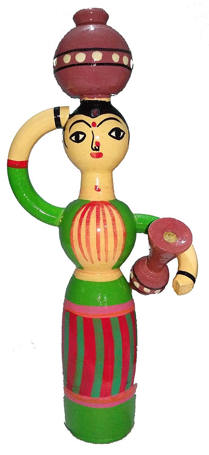 CHANNAPATNA TOYS Wooden Indian Pot Lady Doll for Kids B (3 Years+) 8 inch Multi Color- Learning The Professions (B0C74RXRSB) Amazon Price History, Amazon Price Tracker
