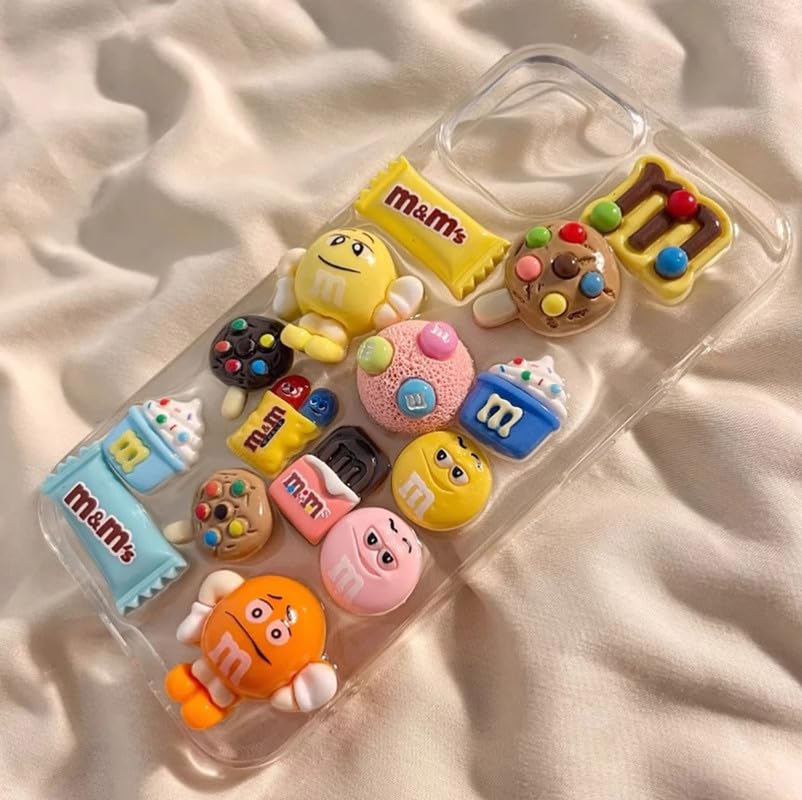 Image of Case Creation for iPhone 14 Plus 3D Cartoon Candy Hot Chocolate Phone Case, Luxury Sugar Coated Embossed Funny Fashion Glitter Cute Colorful Epoxy Hard Mobile Cover for Apple iPhone 14 Plus (Clear)