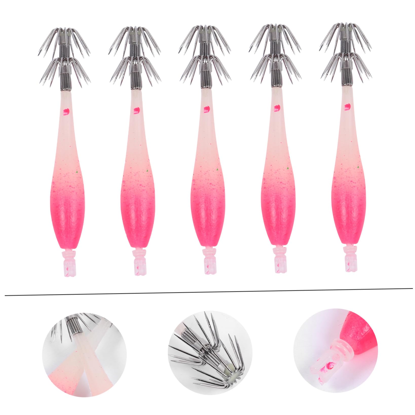 Toddmomy Crochet Lumineux Leurres De Pêche Crochets Appâts Attaquer Swimbait Hameçons À Double Calmar Appât Bionique pour Poissons Leurre De Pêche Bionique Gel De Silice Rose