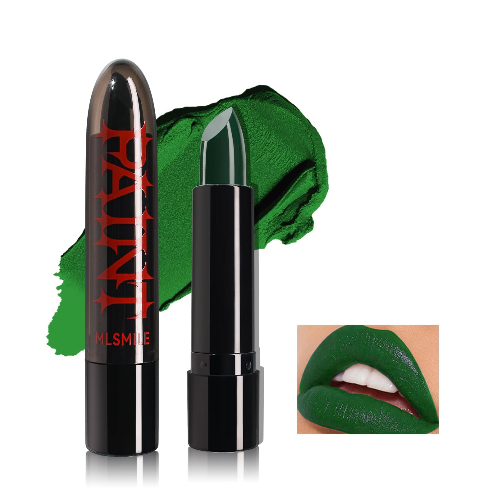 Halloween Matte Lipstick, Long Lasting Matte Lipstick Lip Gloss, Goth Lipstick Makeup, Non-stick Lipsticks Vivid Vampire Lipsticks for Masquerade, Cosplay, Halloween Makeup, #05 Green