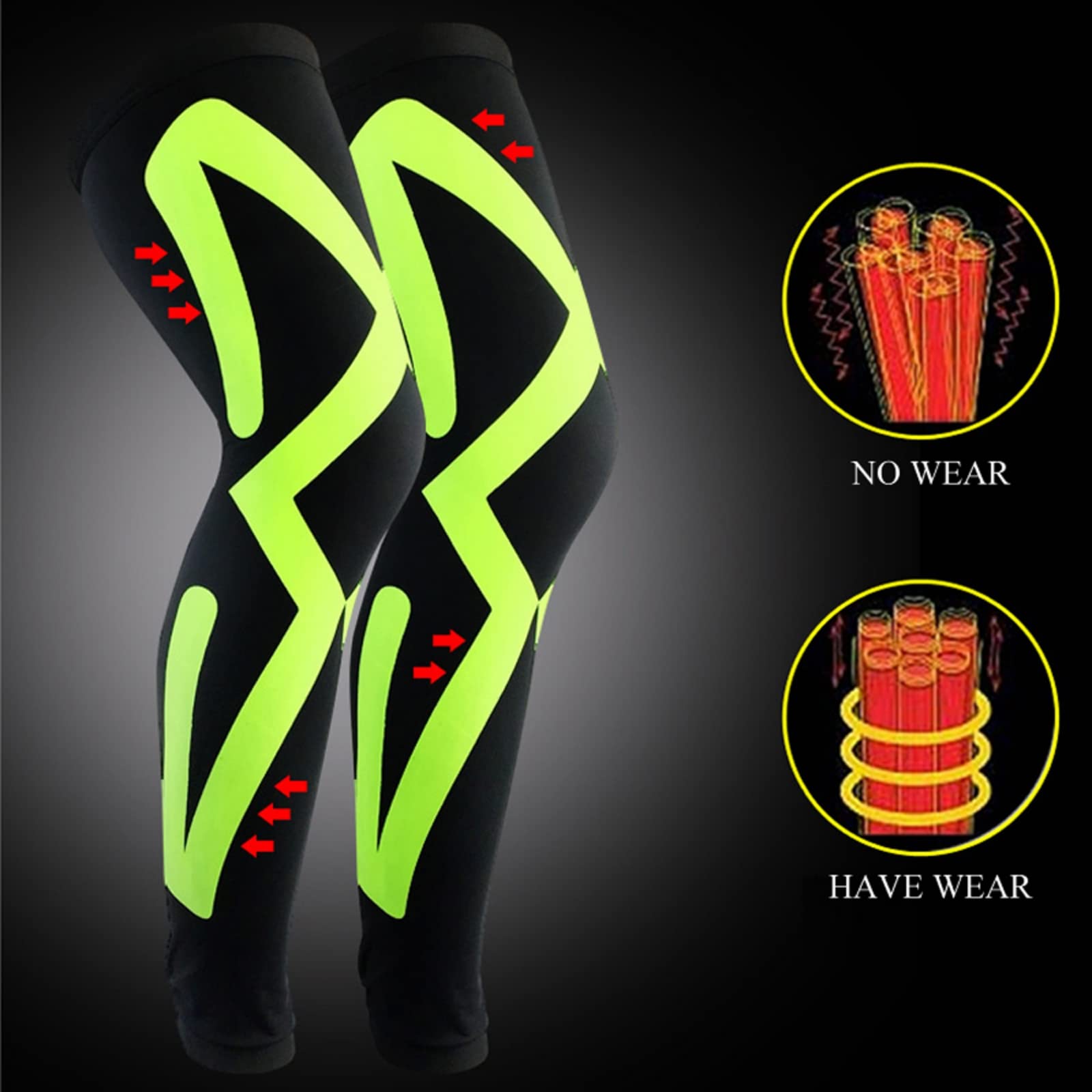 Manchons de compression longs pour cuisse, mollet, genou, course à pied, basket-ball, cyclisme, gym