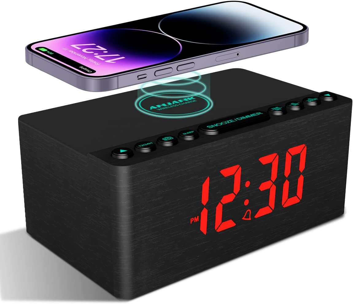 Réveil Numérique COLSUR Avec Radio FM, Lampe LED Et Chargeur Sans Fil - 3 En 1 Design Magnétique
