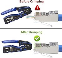 Vista 2 de TAIWAIN - Herramienta pelacables de red de crimpado CAT5, crimpadora RJ45 para RJ12/RJ45 6P/8P, juego de cortadores de crimpado de cables CAT6