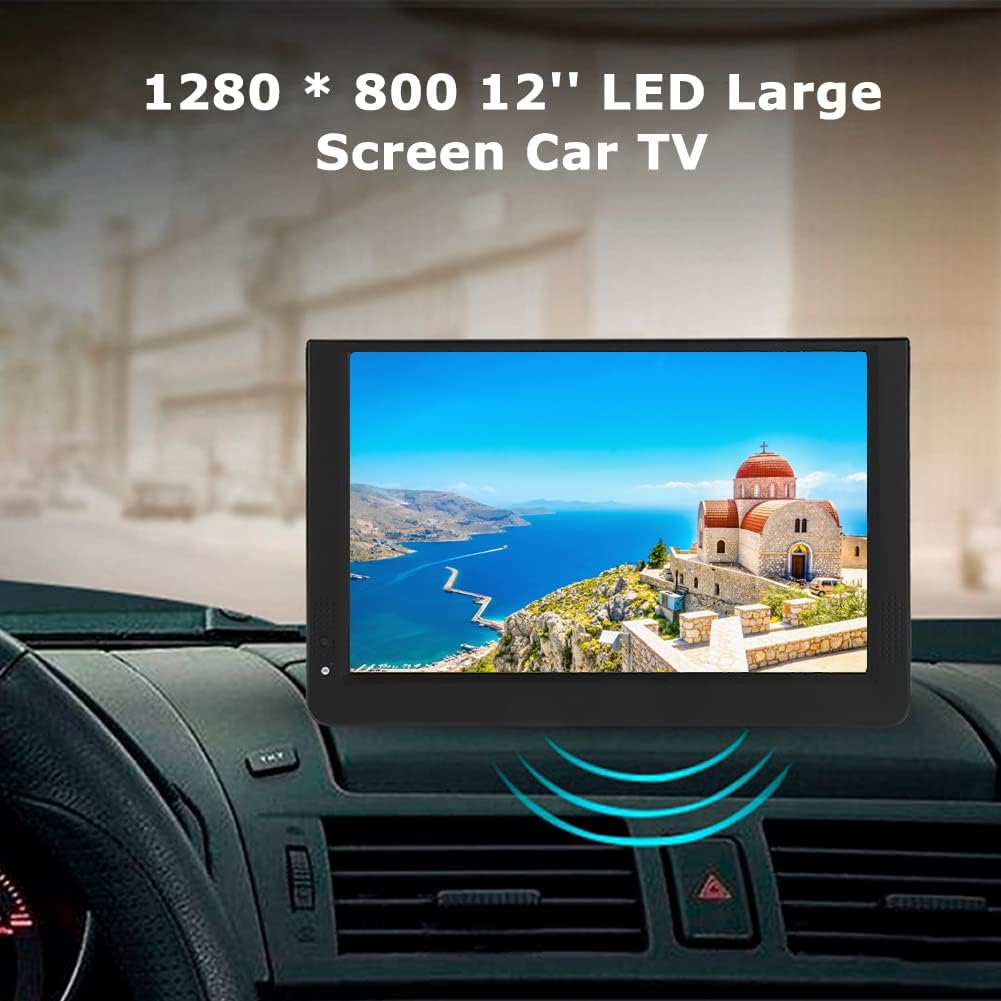 Bеѕt Cуbеr Mоndау 🔥 1080P Car Digital TV, 12in Color Screen Television, Portable Handheld ATV/UHF/VHF Stereo Surrounding Car Television for Bedroom, Kitchen, Caravan, Build in Rechargble Battery