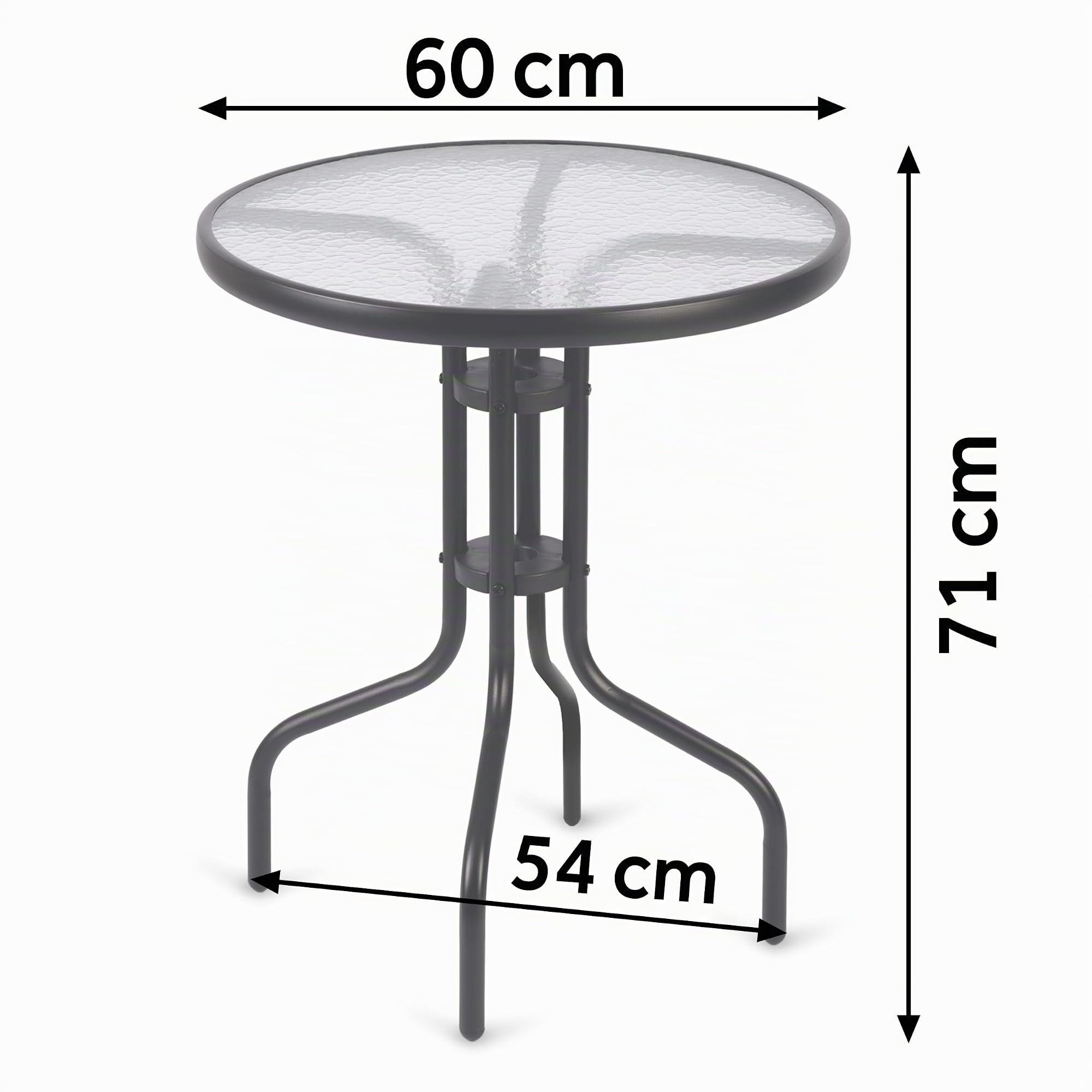Juego de Muebles de jardín, 3 Unidades, Mesa de jardín, 2 sillas de jardín, Metal, Color Negro