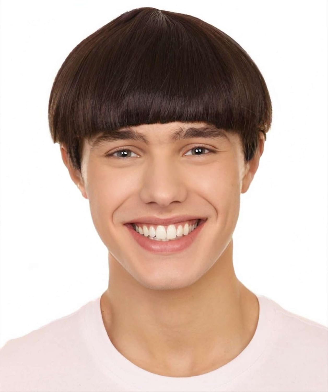 Adult Men's 9 Inch Halloween Retro Bowl Cut Wig – Brown Colors, Soft Synthetic Hair for Festivals & Anime Parties Flame-Retardant Synthetic Fiber