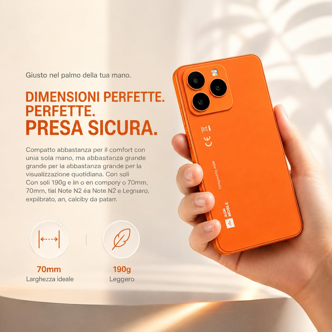 AGM N2 Mini Smartphone Android 16 3+32GB IP54 Doppia SIM Whatsapp 3000mAh | AGM N2 Mini Smartphone, Android 16 go, Schermo HD 4,96", 3GB+32GB, IP54 Doppia SIM, Batteria 3000mAh, WhatsApp, Arancione