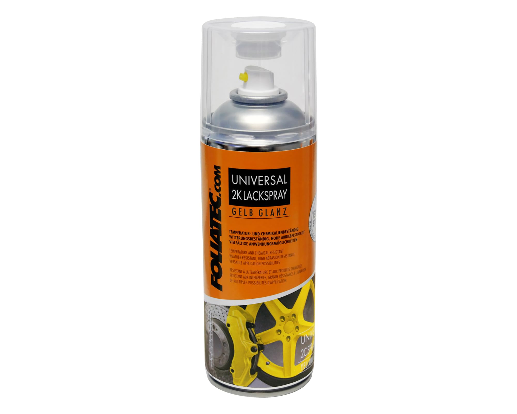 FOLIATEC Universale 2K vernice spray, resistente al calore, Giallo Lucido, 400 ml