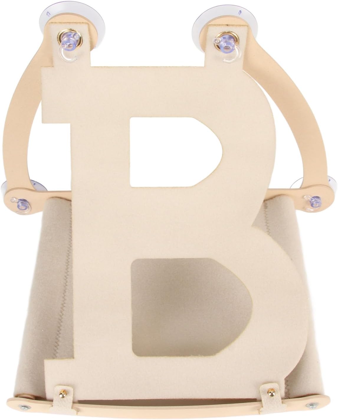 Wooden Cat Window Perch, Cat Window Hammock Bed with Four Suction Cups, Detachable Soft Pet Bed for Cats to Lounge and Watch Outdoor Views (Beige)