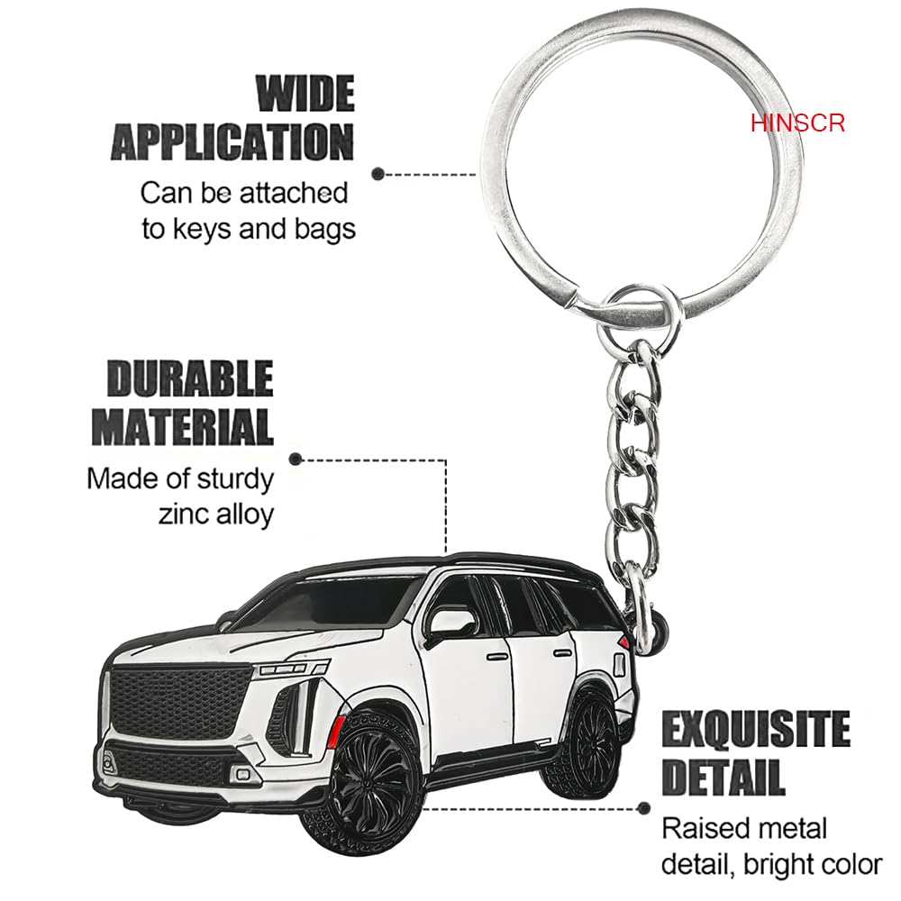 HINSCR Escalade 2025 Car Keychain, SUV Black Key Ring for Cadil lac, Metal Keychain Accessory for Keys Gift for Men