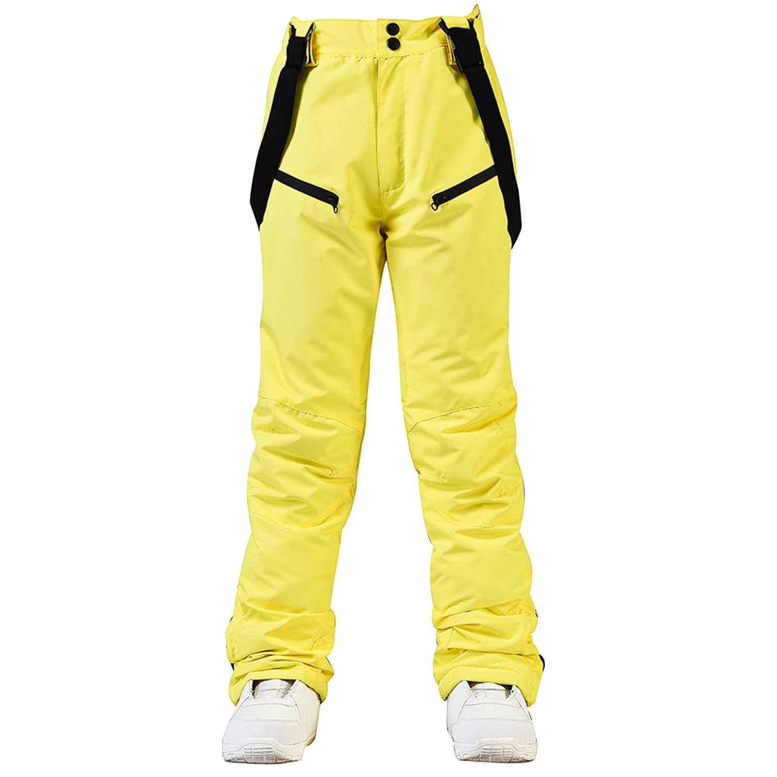 Générique Legging De Grossesse isolée pour Femme, Pantalon à Bretelles Couleur Unie Abdominale (Yellow, XXXL)