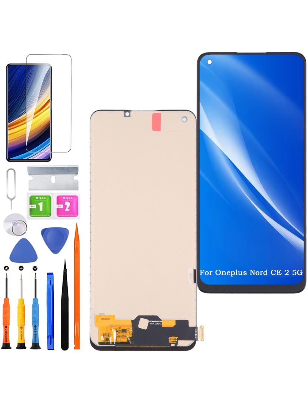 HLYGZX Replacement Display for Oneplus Nord CE 2 5G LCD Screen TFT, IV2201 Display Screen Touch Digitizer Assembly Repair Parts Kit (Without Fingerprint)