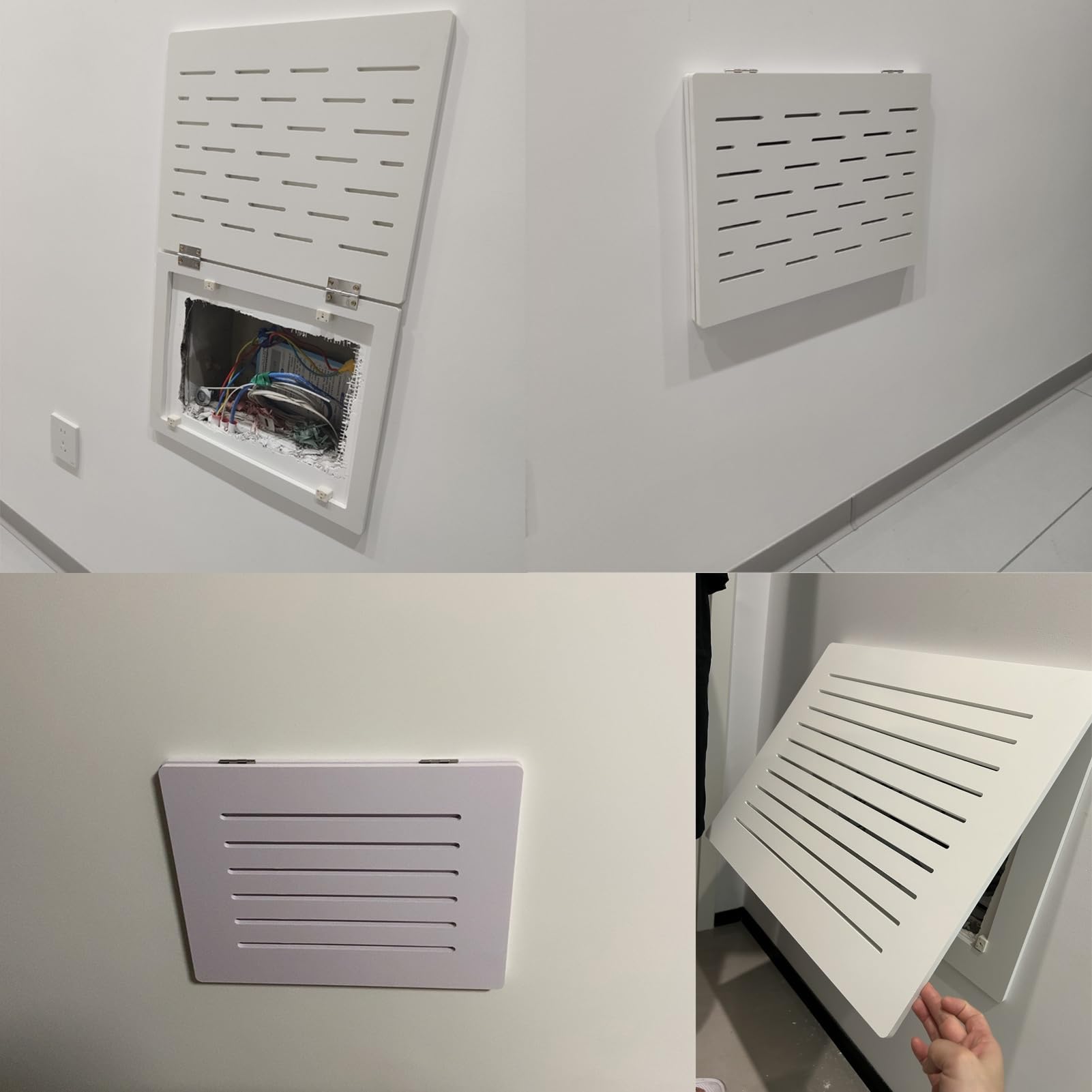Tapa Cuadro Electrico Marco de Arte con Bisagras para Cubrir El Panel Eléctrico, Cubierta del Panel de Interruptores con Orificio Perforado, Caja del Medidor Eléctrico, Decoración Rústica para