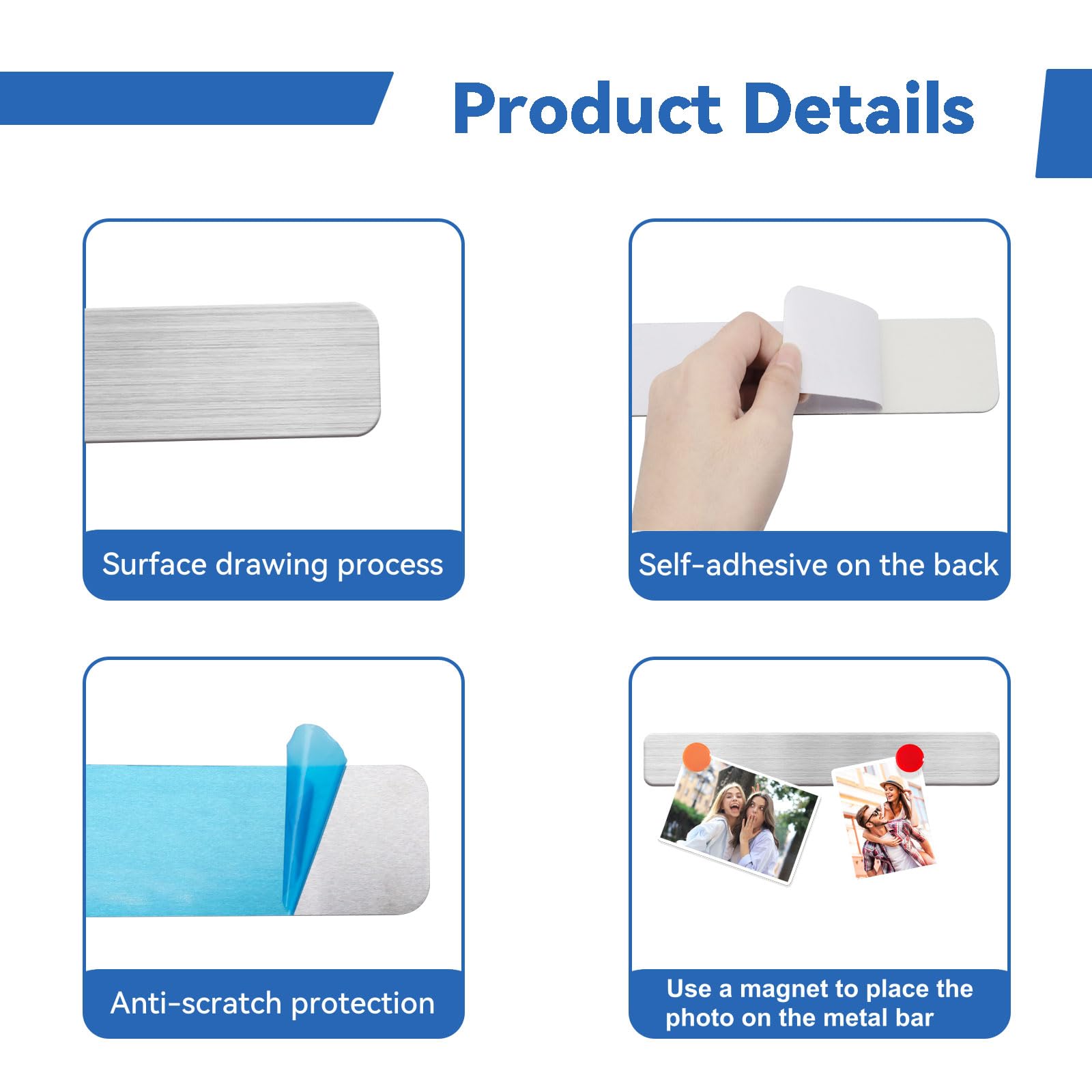 Frameless Magnetic Stainless Iron Board Strips, Adhesive Backing