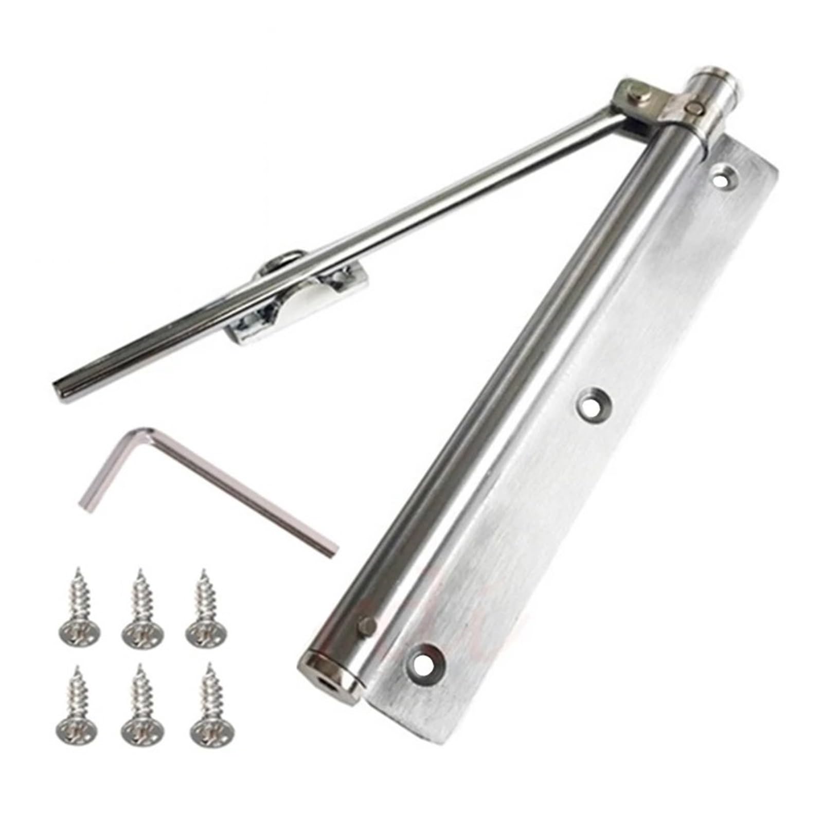 SWENEEN Door Closer Single Spring Strength Adjustable Surface Mounted Stainless Steel Automatic Closing Fire Rated Door Hardware 45Kg Easy For Home Commercial Use,