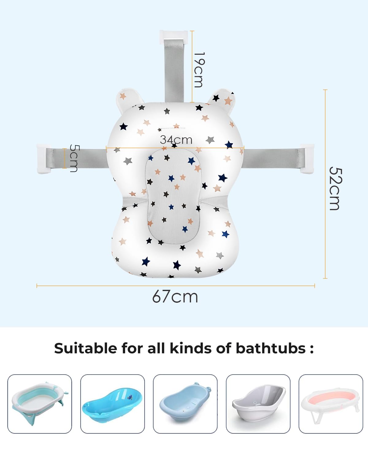 Coussin de Bain Bebe Baignoire Bebe Coussins Bain Tapis de Bain Bebe- Reducteur Baignoire pour Bebe Oreiller Portable Bain Coussin Flottant pour Bébé pour Nouveau-Né Coussin d'air Antidérapant