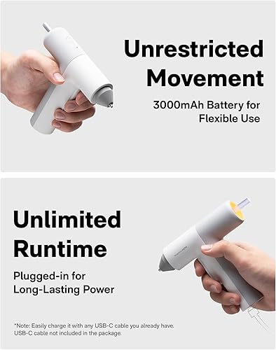 Miniatura 7 de HOTO Cordless Auto Dispensing Glue Gun, Easyflow Hot Glue Gun with 40 Glue Sticks, 30s Fast Preheating, 3000mAh, Anti-Scald & Anti-Drip