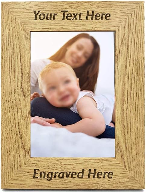Personalised Photo Frame Laser Engraved Wood Frame 7"x 5" Wooden Picture Photo Frame Custom Any Text Gift for Grandpa Grandma Thank you Teacher Graduation Nanny Grandad Christmas (Design 01 Portrait)