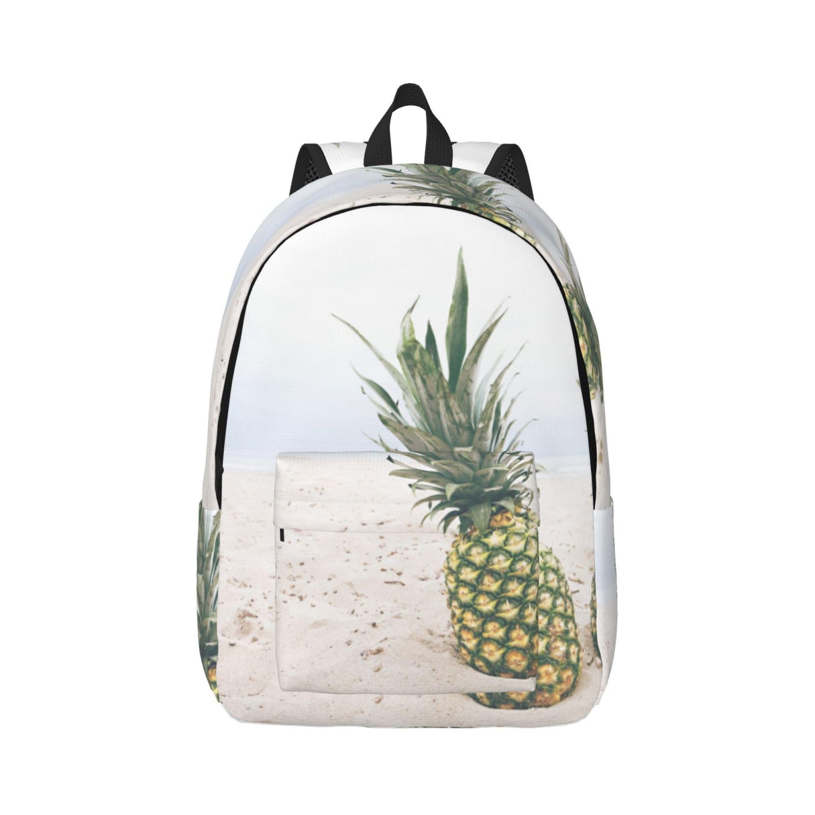 UNIOND Pineapples on the Summer Beach Printed Canvas Backpack Capacity Waterproof Laptop Backpack Travel Bag fog Men Women