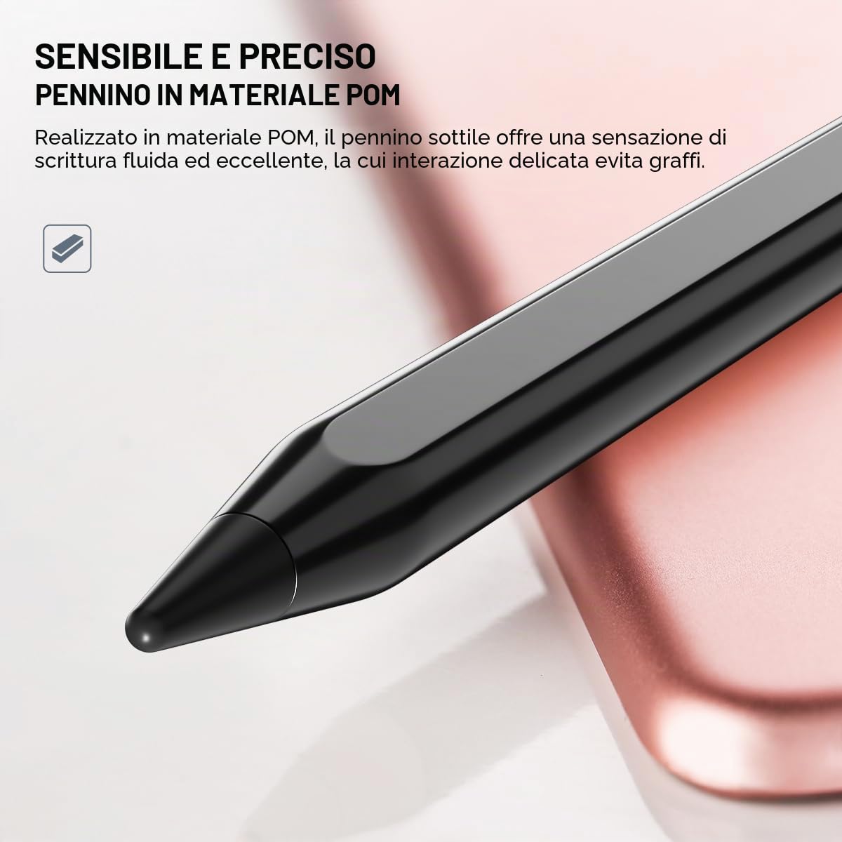 AICase Penna capacitiva, 2 in 1, pennino capacitivo, 1,45 mm, pennino capacitivo universale, ad alta precisione, compatibile con smartphone, tablet, Apple iPhone/iPad, nero