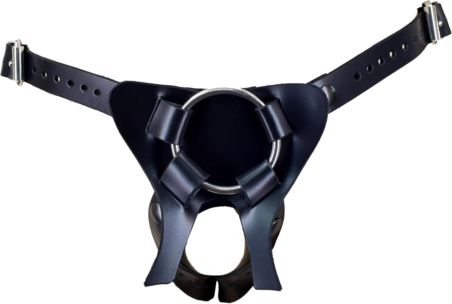 Premium Leather Male DP/Slave Strap On Dildo Harness Strap-On Sex Harness for Double Penitration or for Slave Boys by Axovus (Small 28"-42" Waist)